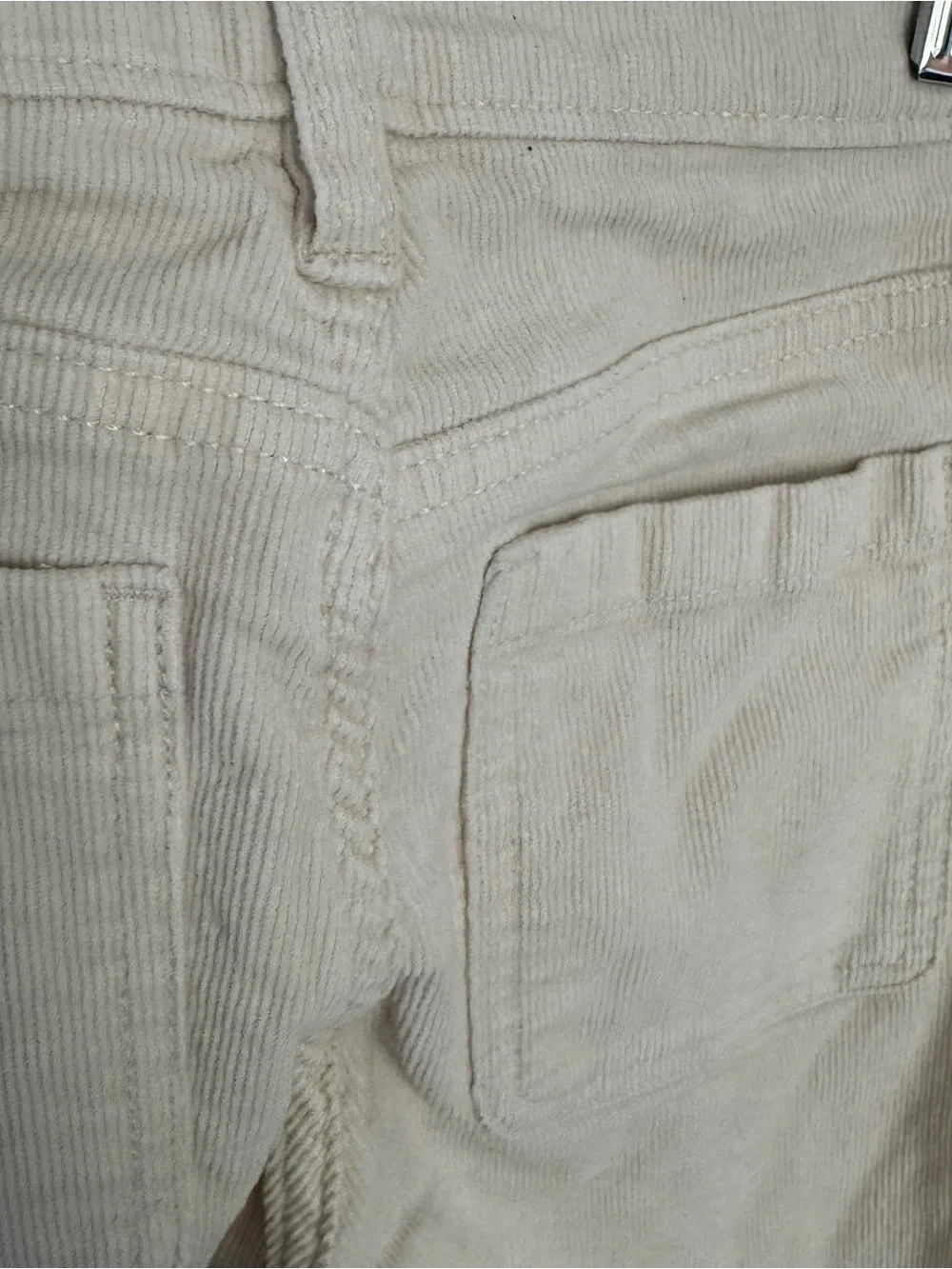 Girls' patch-pocket wide-leg corduroy pant size 7 cream ivory EUC cotton